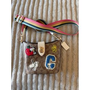 Coach Peanuts Snoopy Mini Town Bucket Bag Signature Canvas Khaki C4113 Crossbody
